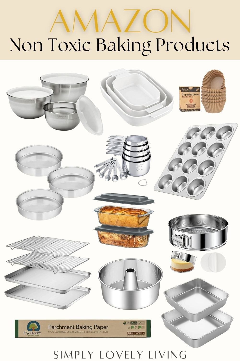 Amazon Non Toxic baking products. Stainless steel baking products. Ceramic baking dish. Parchment baking paper. Parchment cupcake liners. Glass baking dish. Stainless steel mixing bowls with lids. 18/0 Pure Stainless steel cookie sheet and muffin pan! Stainless steel springform pan. #LTK #nontoxic #crunchymom #kitchen #health

#LTKHome #LTKFindsUnder50