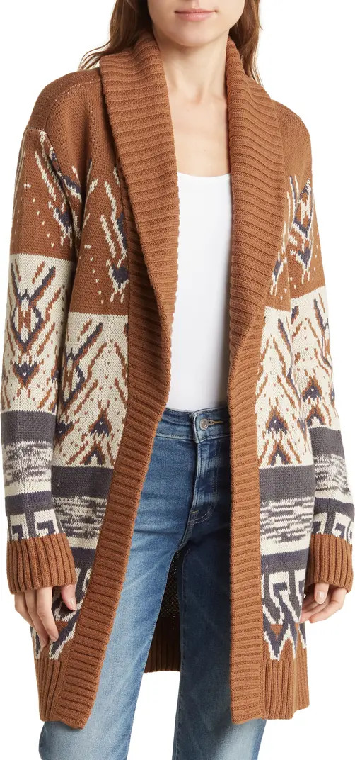 Lucky Brand Geometric Print Tie Waist Cardigan | Nordstromrack | Nordstrom Rack