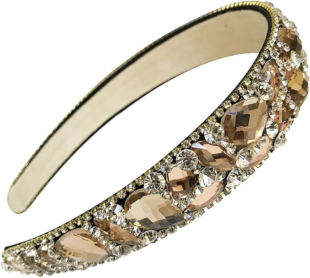 Numblartd Handmade Luxury Irregular Sparkle Crystal Rhinestone Wide-edge Headband Hair Hoop Band ... | Amazon (US)