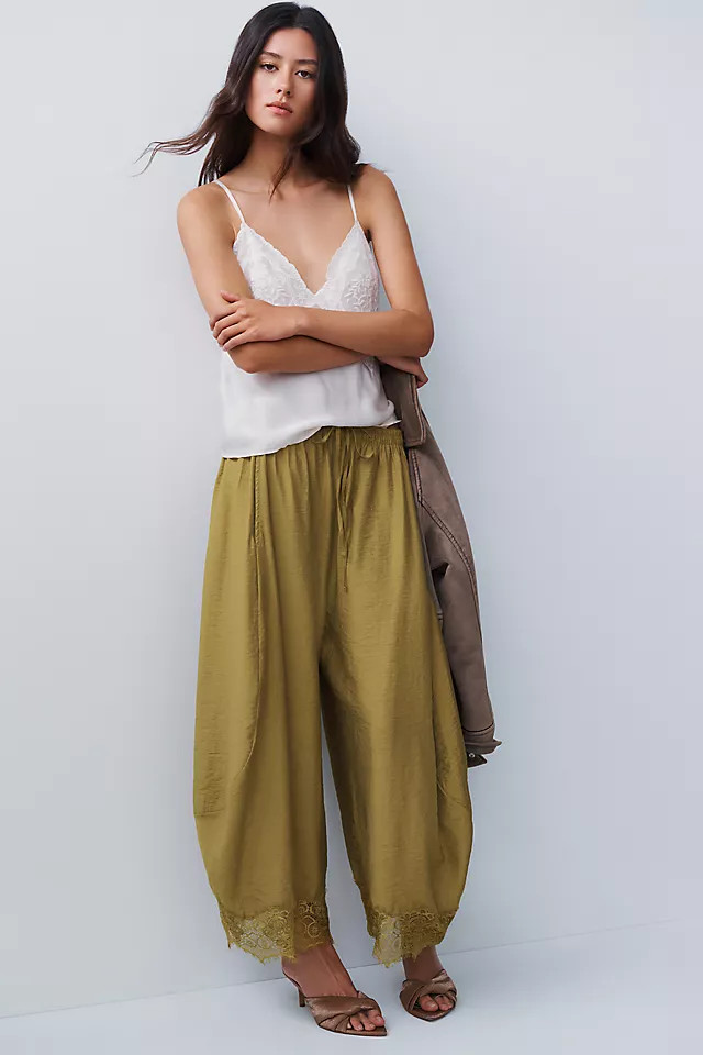 Reverie Lace-Trim Tapered Pants | Anthropologie (US)