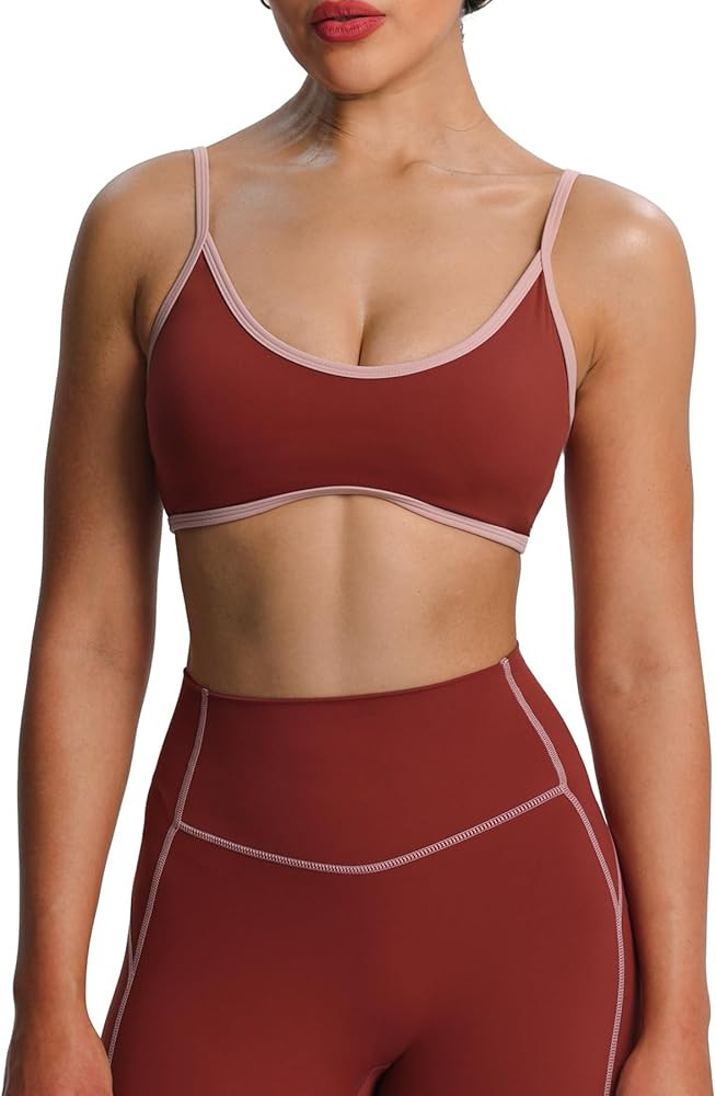 Aoxjox Women's Color Block Workout Sports Bras Fitness Backless Padded Lexi Lined Strappy Bra Ath... | Amazon (US)