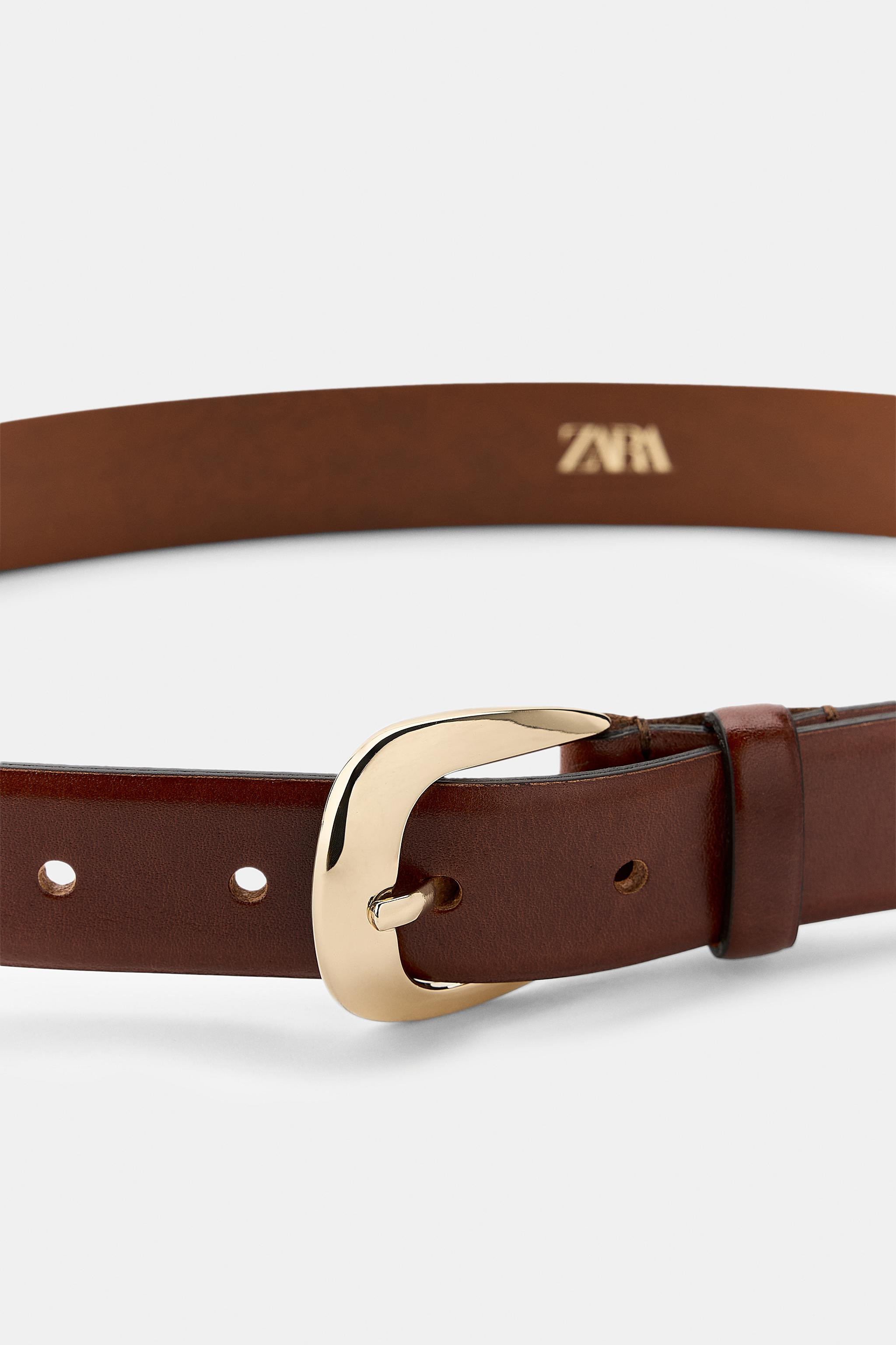 OVAL BUCKLE LEATHER BELT | Zara US