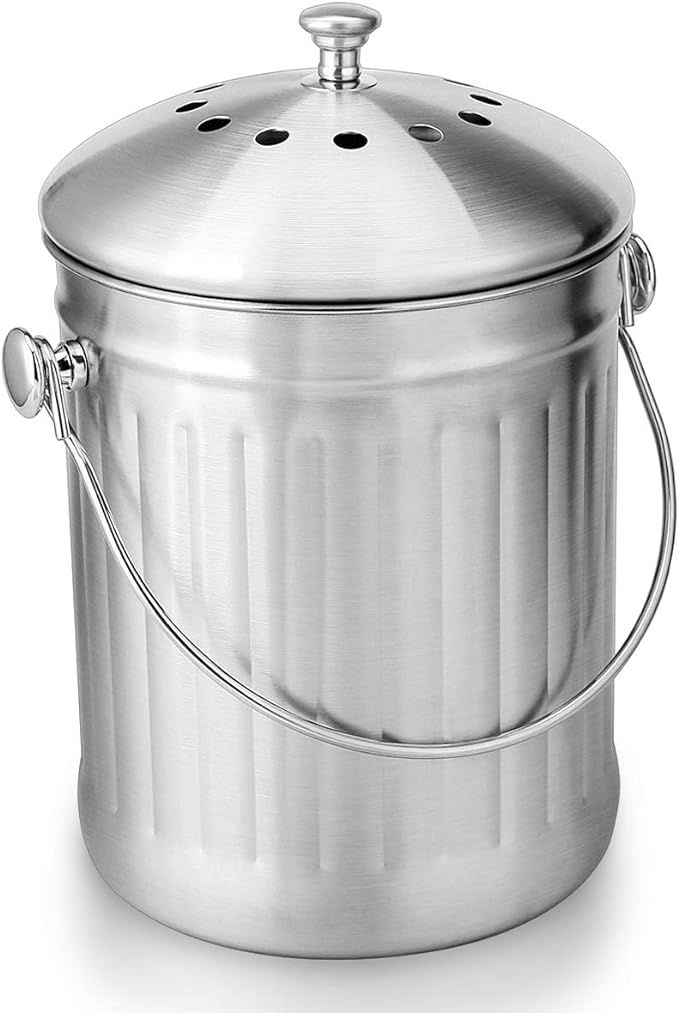 ENLOY Compost Bin, Stainless Steel Indoor Compost Bucket for Kitchen Countertop Odorless Compost ... | Amazon (US)