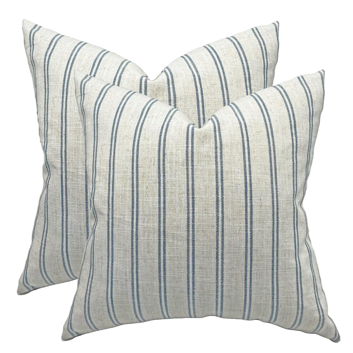 IKATYARN Farmhouse Linen Throw Pillow Cover, Striped Decorative Retro Pillowcase for Sofa Bedroom... | Amazon (US)
