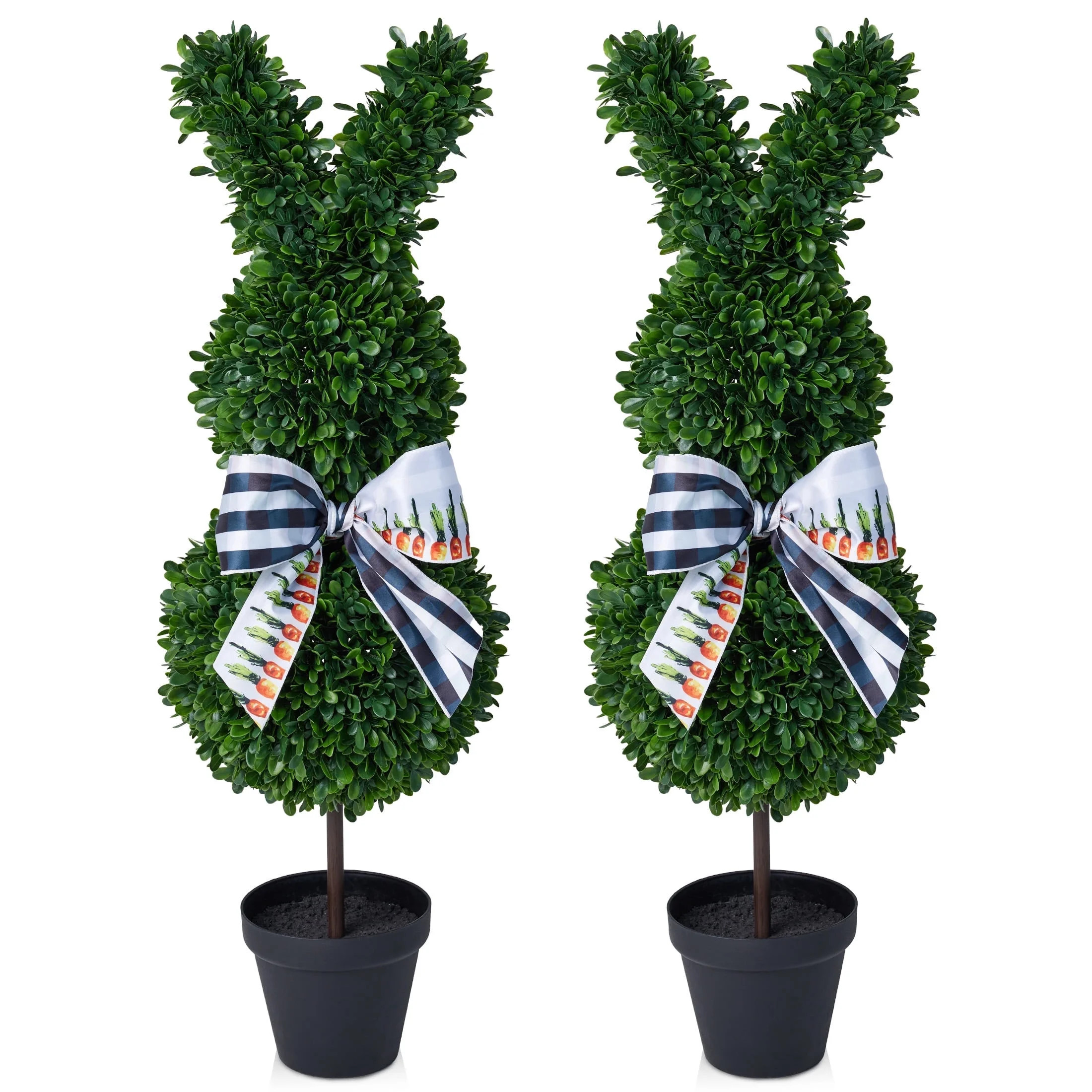 DR.Planzen 2 Pack 36-inch Artificial Boxwood Easter Bunny Topiary in Weighted Black Pot , UV-Resi... | Walmart (US)