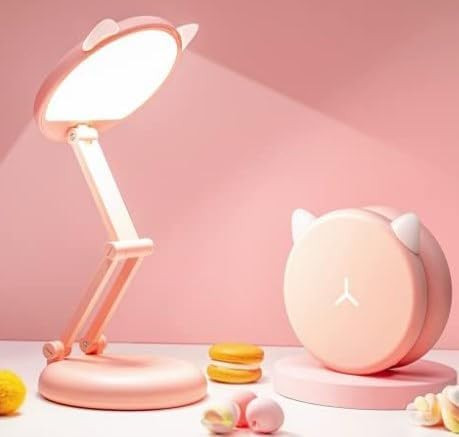 Cute Desk Lamp Foldable & Portable Lamp, Rechargeable+9 Brightness Pink Desk Lamp Kawaii Room Dec... | Amazon (US)