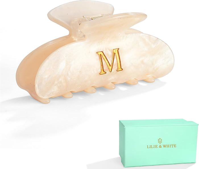 LILIE&WHITE Christmas Gift Acrylic Letter Hair Clips For Women Stylish M Monogram Hair Claw Gifts... | Amazon (US)