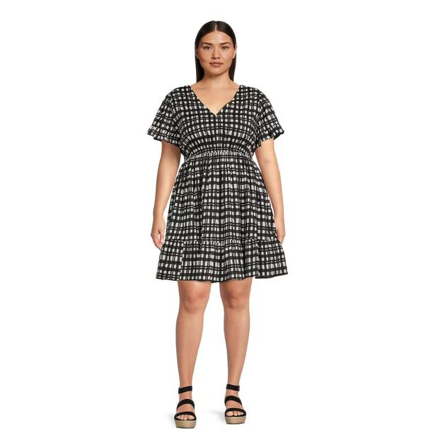 Terra & Sky Women's Ruffled Print Dress - Walmart.com | Walmart (US)