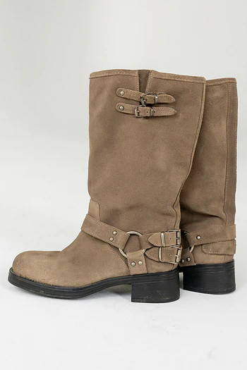 Steve Madden Astor Moto Boot in Taupe Suede | Böhme US