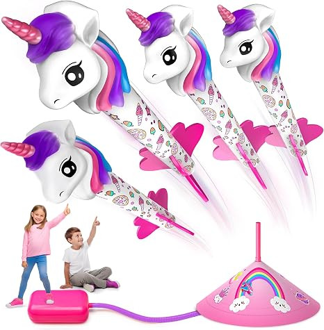 beefunni Unicorn Rocket Launcher for Kids, 4 Unicorns Outdoor Toys for Girls, Christmas Easter Bi... | Amazon (US)