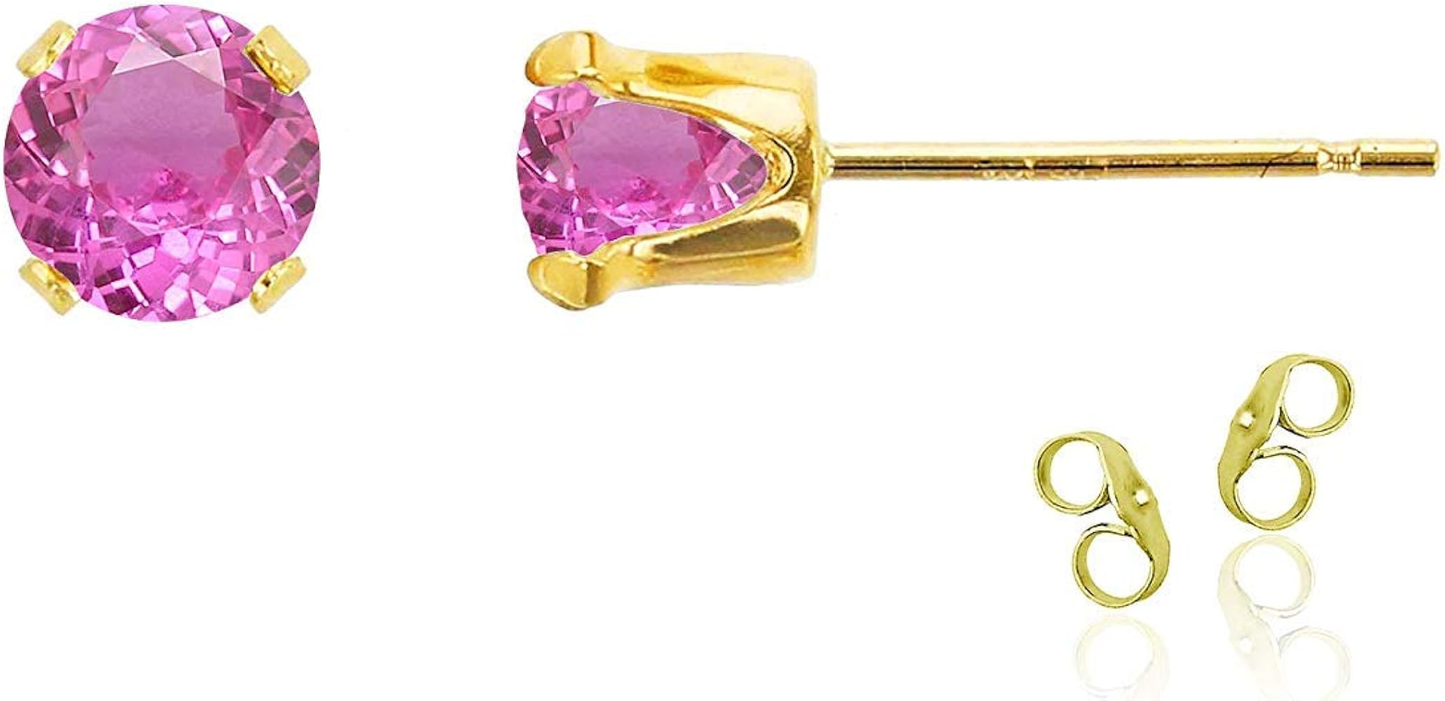 Solid 14K Gold or 14K Gold Plated 925 Sterling Silver Yellow, White or Rose Gold 5mm Round Genuin... | Amazon (US)