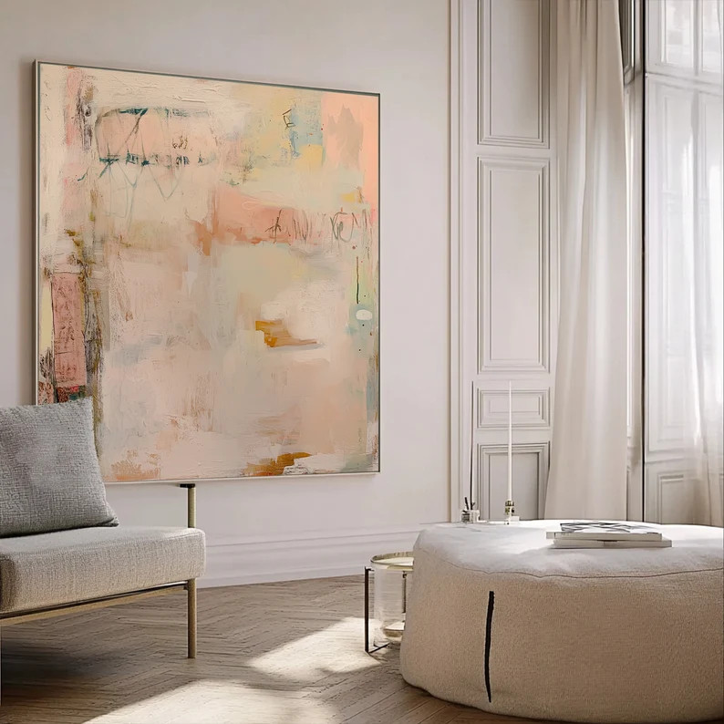 Large Minimalist Abstract Art - Earth Tones Modern Painting - Contemporary Wall Decor for Home - ... | Etsy (US)