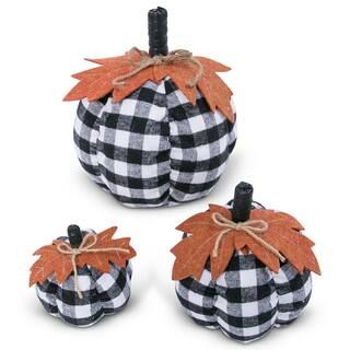 Gerson Assorted Sized 10 in. H Black and White Plaid Pumpkins Harvest Decor (Set of 3)-2499760EC ... | The Home Depot