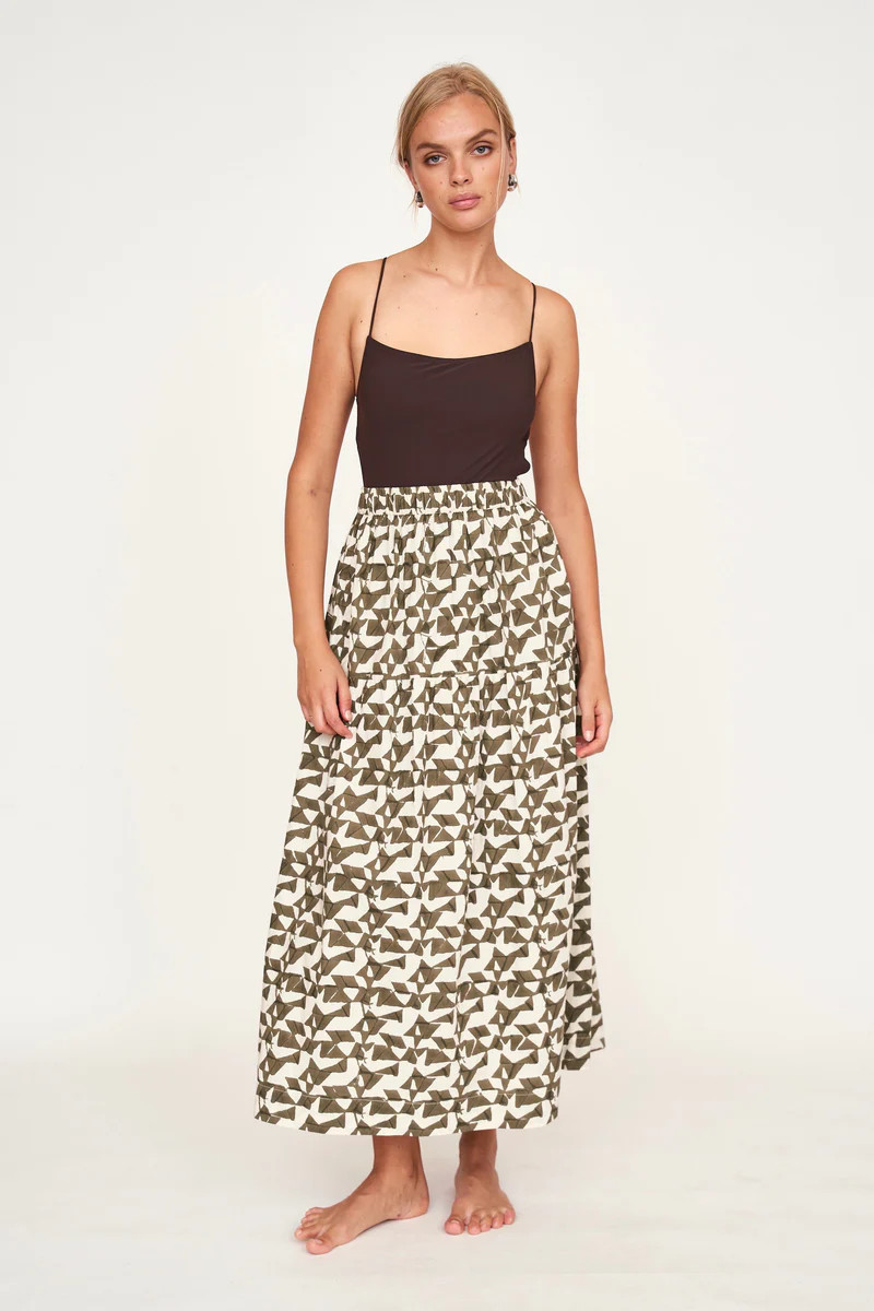 Brighton Skirt in Seaglass in Branch | MIRTH