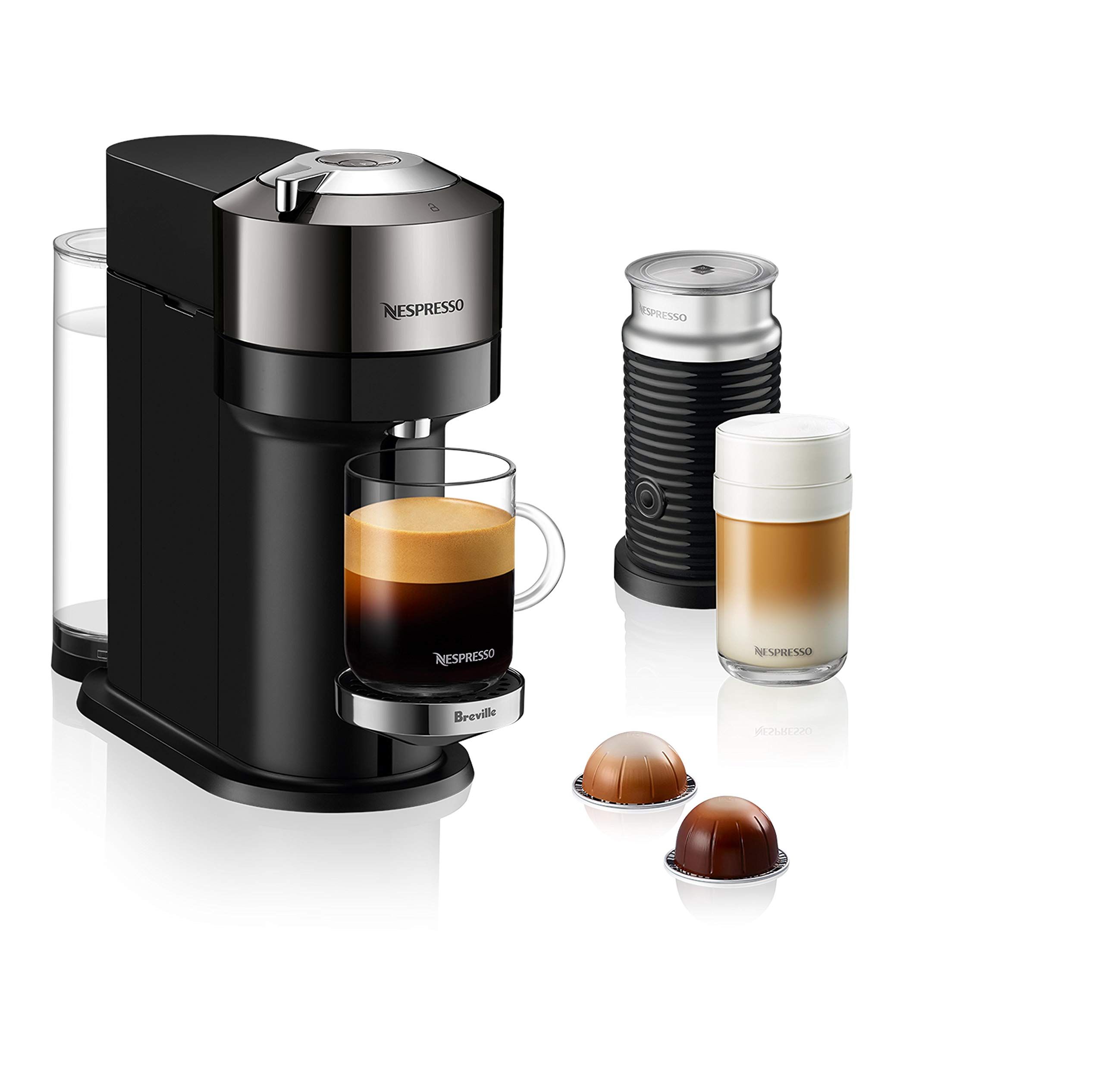 Nespresso Vertuo Next Deluxe Coffee and Espresso Maker, Pure Chrome with Aeroccino Milk Frother,1... | Amazon (US)