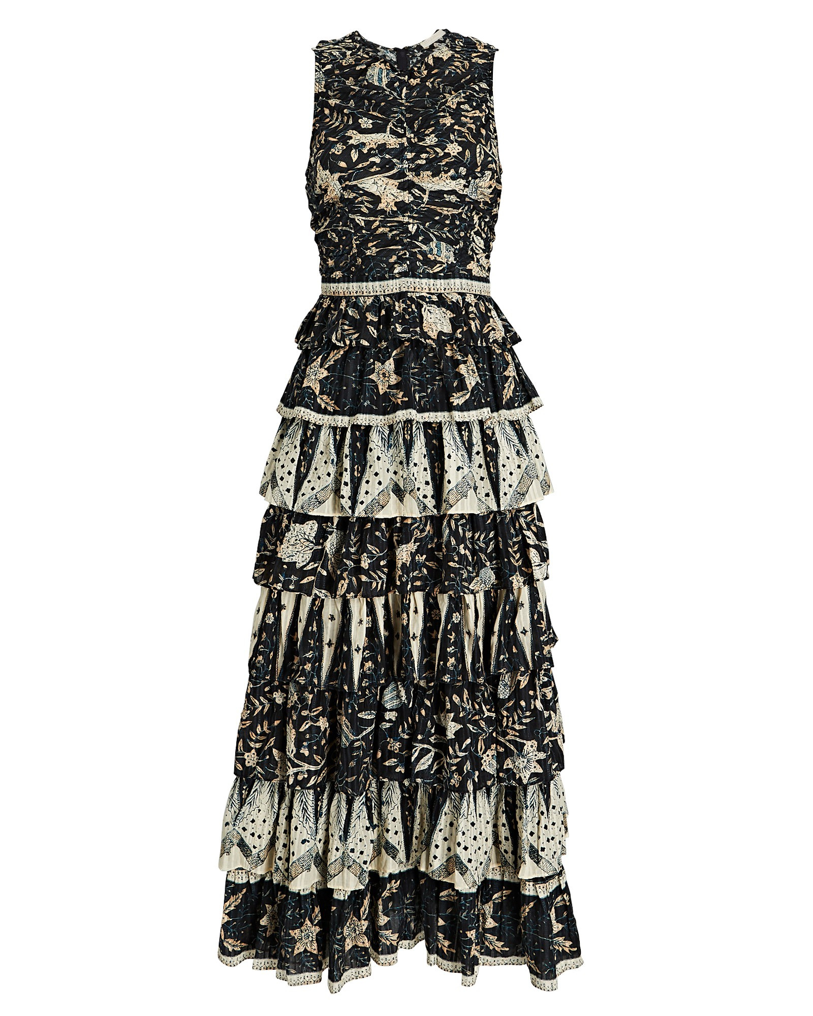 Ulla Johnson Ariah Birds Of Paradise Midi Dress, Rainforest 6 | INTERMIX