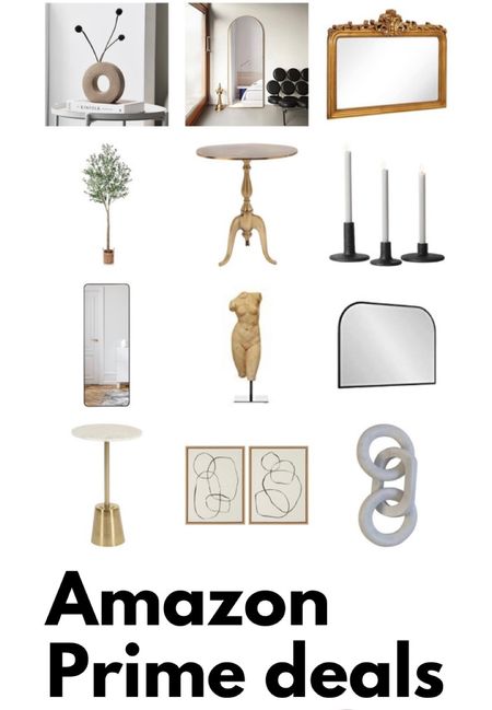 Amazon prime day early access sale, home decor deals. Mirror gold black arch vintage, artwork wall decor, ribbed candles, accent side table marble gold, faux 7ft olive tree, marble chain link coffee table decor vase 

#LTKsalealert #LTKhome #LTKunder50