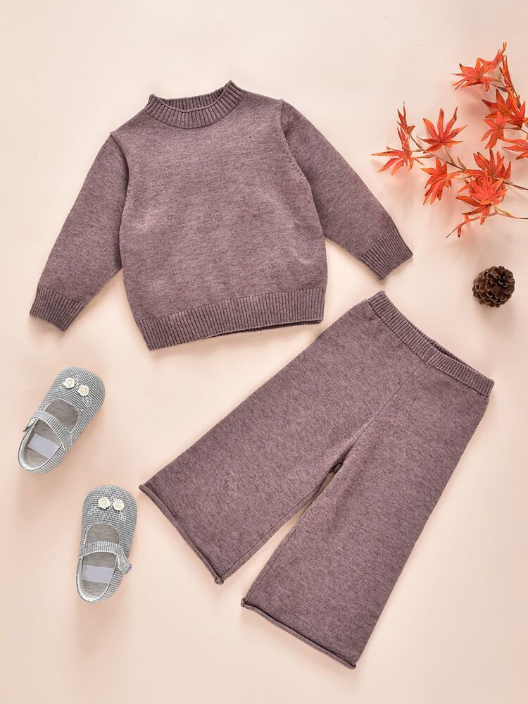 Baby Mock Neck Sweater & Knit Pants | SHEIN