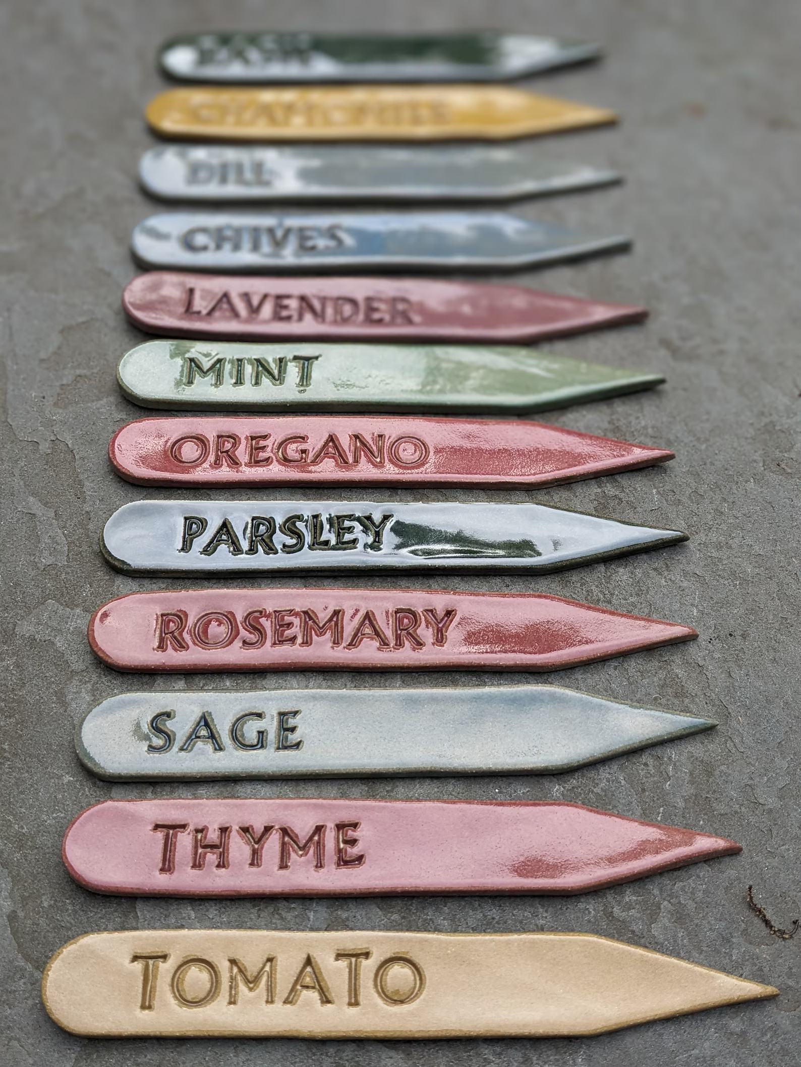 Stoneware Herb and Vegetable Markers in Various Colors - Etsy | Etsy (US)