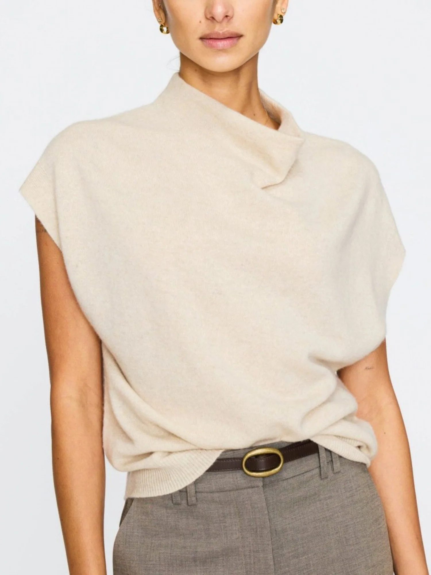 Women's Morten Funnel Neck Cashmere Top in Navy | Brochu Walker | Brochu Walker