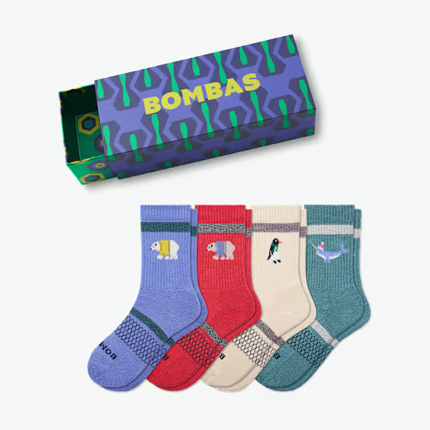 Youth Holiday Calf Sock 4-Pack Gift Box | Bombas