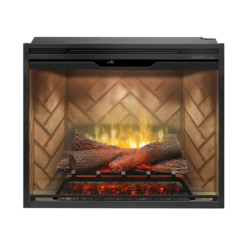 Dimplex Revillusion Electric Firebox Herringbone Brick Interior with Front Glass Panel | Wayfair North America