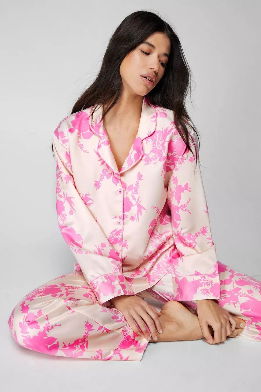 Satin Floral Pyjama Bottoms Set | Nasty Gal US
