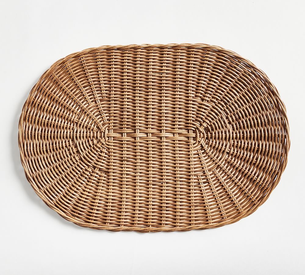 Handwoven Wicker Oval Charger | Pottery Barn (US)