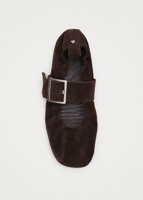 Sarea Suede Brown Leather Ballet Flats | ALOHAS (Global)