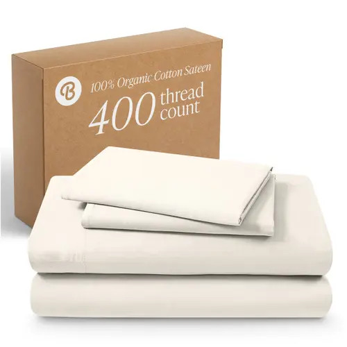 Bare Home 400 Thread Count Organic Cotton Sateen Sheet Set - Split Head King in Cream at Nordstrom | Nordstrom