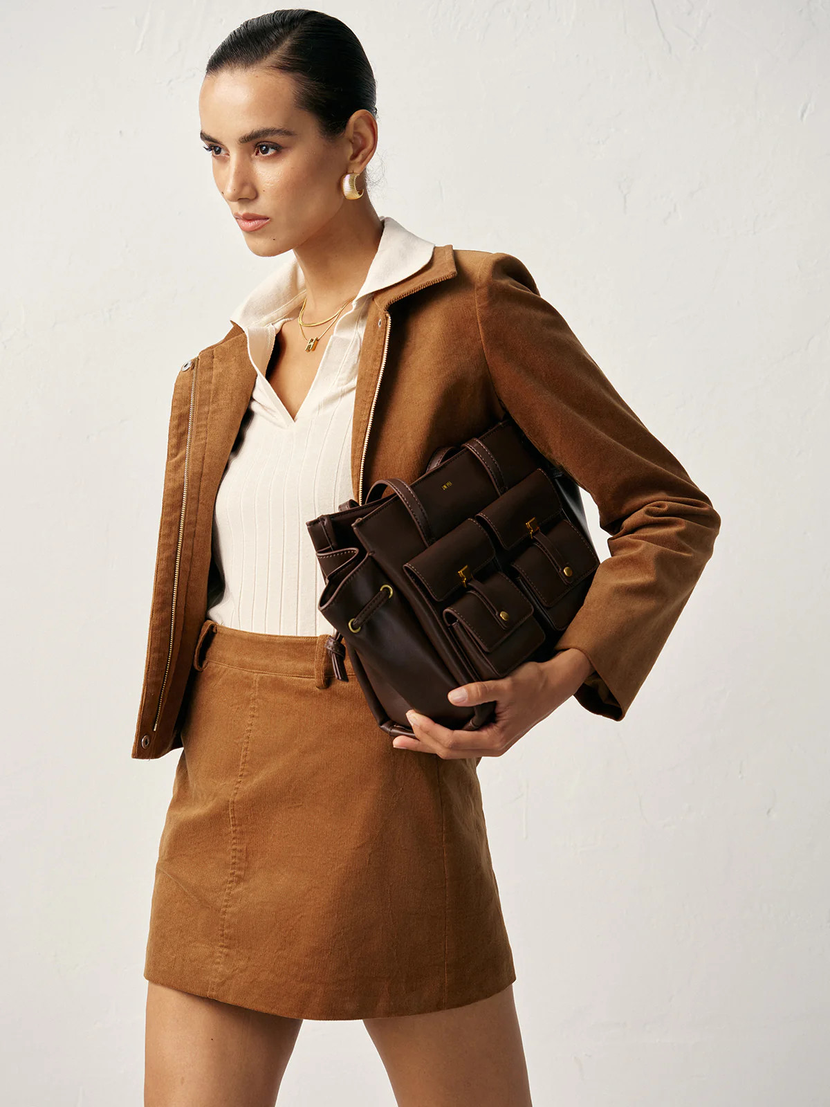 Corduroy Mid-Waist Mini Skirt | Commense