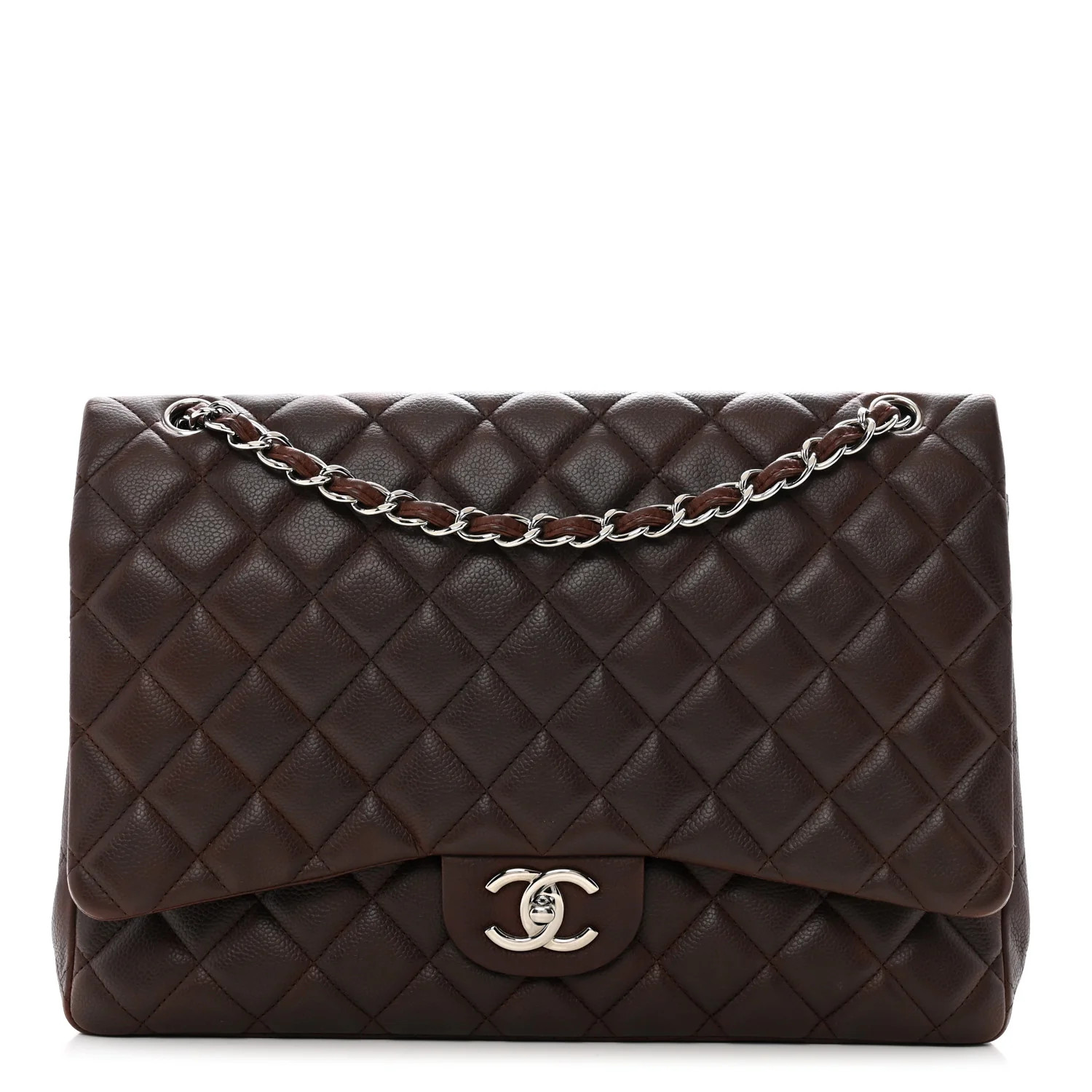 Chanel Caviar Quilted Maxi Double Flap Brown 1681658 | FASHIONPHILE (US)