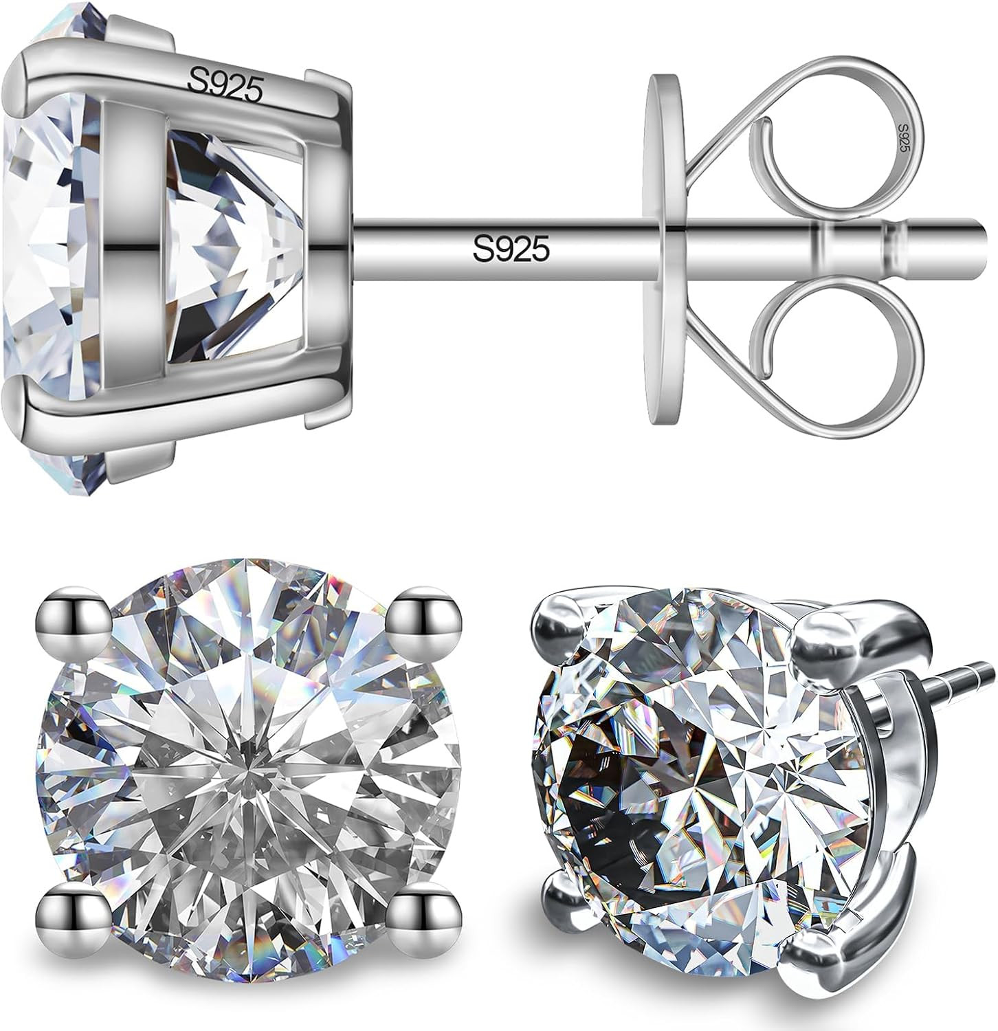Moissanite Stud Earrings for Women and Men，925 Sterling Silver Earrings | Amazon (US)