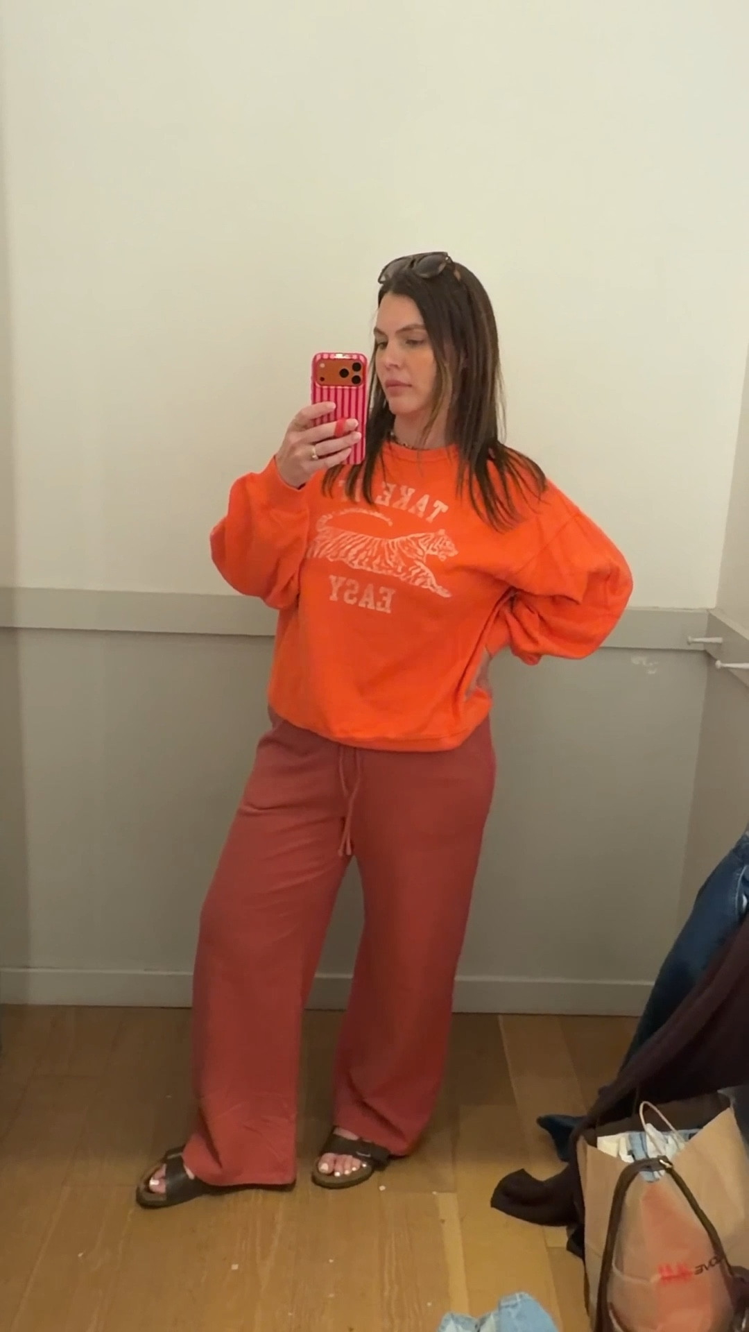 M top (usually do a S but loved this in M tucked up!)
L bottoms