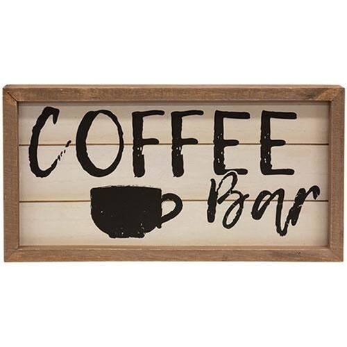 BreeBe - Coffee Bar Shiplap Look Framed Sign - Cream, Black | Best Buy U.S.