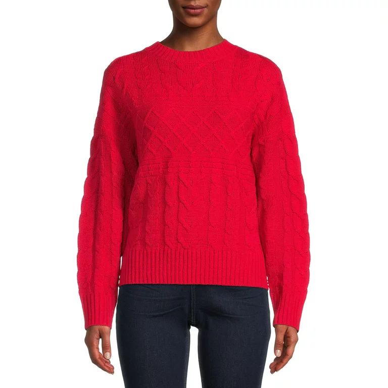 Time and Tru Women's Mixed Stitch Sweater - Walmart.com | Walmart (US)