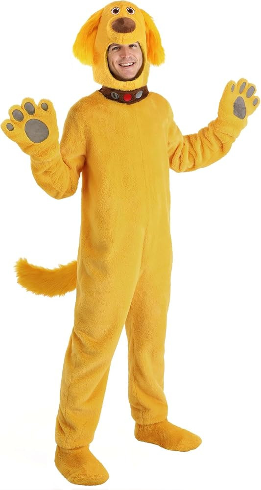 Adult Dug Costume | Disney and Pixar UP Dug the Dog Golden Retriever Jumpsuit with Hood, Tail, an... | Amazon (US)