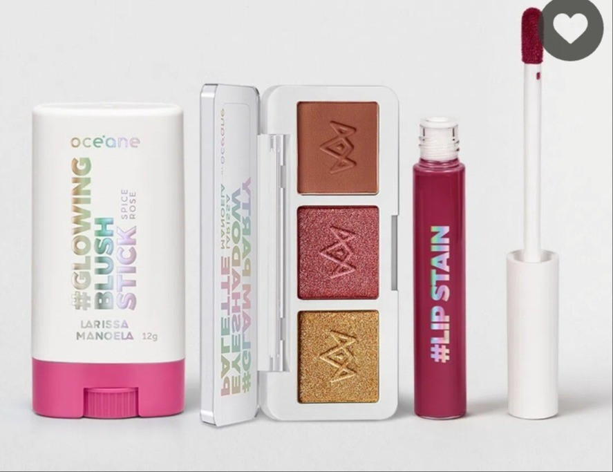 Kit Blush em Bastão Rosa + Paleta de Sombras Glam Party + Batom Líquido Bordô Larissa Manoela by Océane reúne 3 produtos incríveis da linha Larissa Manoela para você ter no nécessaire e criar produções descomplicadas e divertidas.

#LTKbeauty #LTKbrasil #LTKhome