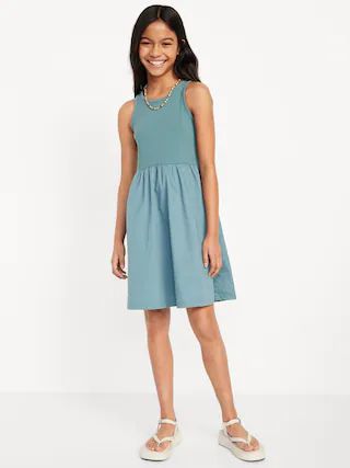 Sleeveless Mixed Material Dress for Girls | Old Navy (US)