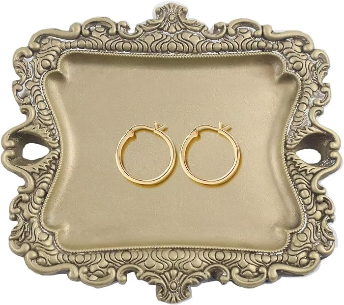 Vintage Style Gold Jewelry Dish, Small Antique Trinket Tray for Rings Holder, Unique Birthday & W... | Amazon (US)