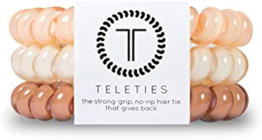 TELETIES - Large Spiral Hair Coils - Ponytail Holder Hair Ties for Women - Phone Cord Hair Ties -... | Amazon (US)