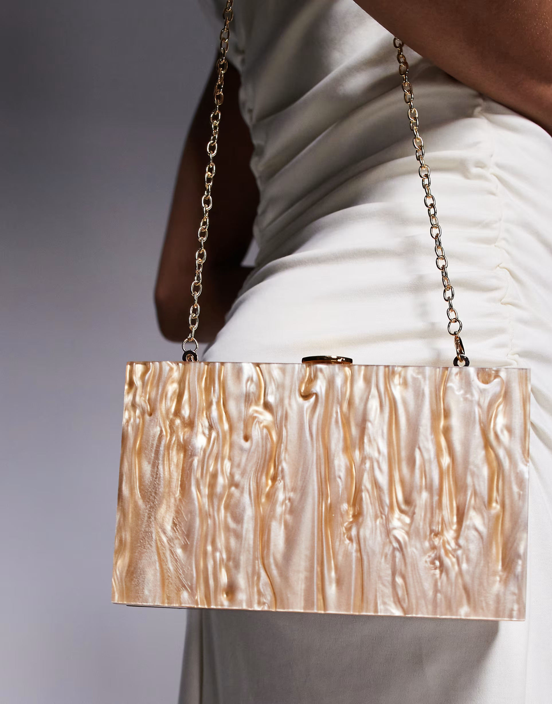 True Decadence marble hard rectangle clutch bag in bronze | ASOS (Global)