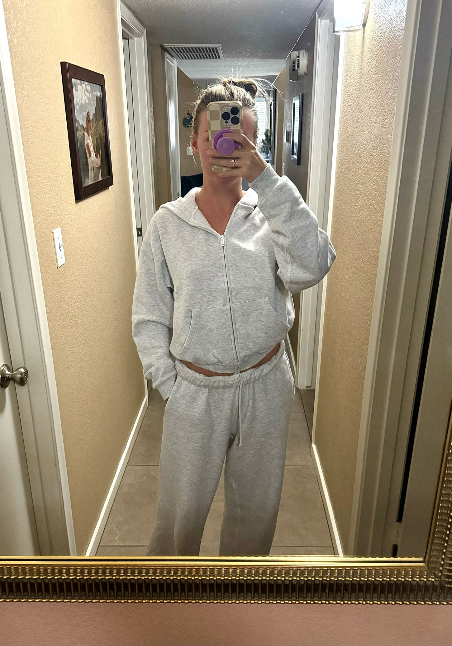 New travel / lounge fit! 😌✨✈️ I’m wearing a size small in sweatpants and xs in the jacket. 
#travel #skims 

#LTKSaleAlert #LTKFindsUnder100 #LTKTravel