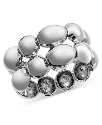 Silver-Tone Sculptural Bead Double Row Flex Bracelet, Exclusively at Macy's | Macy's