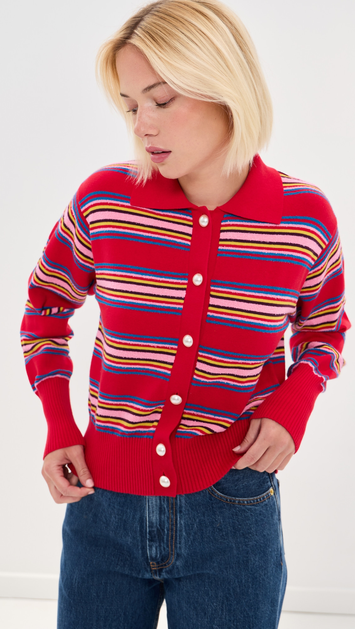 LE BOP Beck Long Sleeve Cardigan Chocolate Stripe Multi S | Shopbop