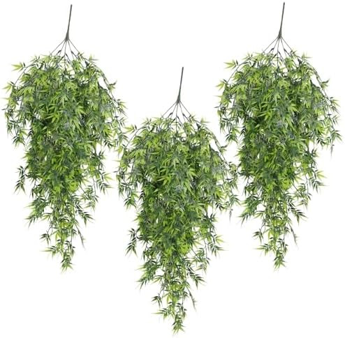 RECUTMS Artificial Hanging Bamboo Plants 3Packs 2.6FT Fake Bamboo Leaves Vine Plant Swag Faux Ivy... | Amazon (US)