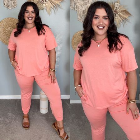 Cozy casual matching set for Summer everyday style or travel outfit inspo 🧡 XXL 

#LTKStyleTip #LTKFindsUnder50 #LTKPlusSize