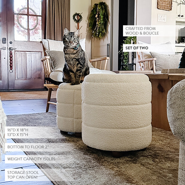 Ribbed Boucle Storage Ottomans, Set of 2 - Decor Steals | Decor Steals