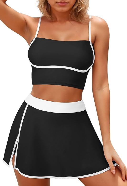 Pink Queen 2025 High Waisted Bikini Set for Women 2 Piece Swimsuits Spaghetti Straps Color Block ... | Amazon (US)
