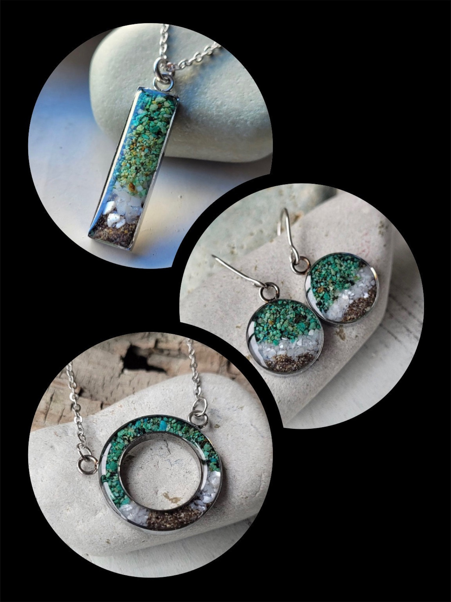 Jewelry made with sand from The Ring of Kerry, Ireland blended with Mother of Pearl, Chrysocolla and Turquoise.

#LTKstyletip #LTKGiftGuide #LTKU